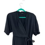 AllSaints‎ Laurel Jumpsuit Wrap Wide Leg Cropped Black Size XS Photo 3