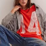 Free People NWT Graphic Camden Pullover in Red Combo 14 Photo 0