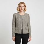 Talbots Beige Metallic Tweed Cropped Jacket Blazer Size 14 Photo 1