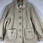 None Cozy Sherpa Reversible Jacket W/Corduroy Trim Womens Petite LG Cream &‎ Tan NEW Photo 0