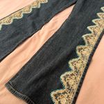 Boston Proper  Denim Flare Jeans with Lace and Rhinestone Embroidery Photo 5
