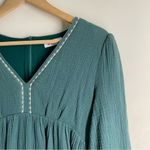 In Loom Boho Gauze Cotton Dress Teal Green Embroidered Tunic size L Size L Photo 2