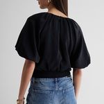 EXPRESS Black Dress Puff Sleeve Top Photo 5
