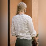 Bohme NWT  Spanish Embroidered White Top Tassels Gold Beading M Photo 3