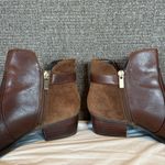 Lands' End Ankle Boot Women's Size 7 B Tobacco Brown Suede Leather Gold Buckle Photo 6