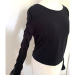 Athleta Black All Around Ruched Stretchy Long Sleeve Boat Neck Pullover Top Sz S Photo 4