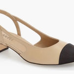 Vaneli Aliz Slingback Pump Cap Toe Low Heel Pudding Leather Nude Black Size 9 Tan Photo 0