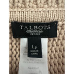 Talbots  Sweater Tan Chunky Cable Knit Cardigan Short Sleeve Fisherman Size LP Photo 5