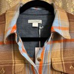Outerknown  Women's Brown Orange Blue Blanket Shirtdress Flannel Small NWT Photo 2
