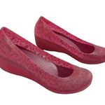 Crocs Deep pink and purple Carlisa Animal Mini Wedge shoes size 10 Photo 0