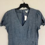 J.Crew Chambray Denim V Neck Ruffle Tie Sleeve Dress Size 10 NWT Photo 1