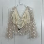Nasty Gal New Size 14 Cream Dotted Long Sleeve Off Shoulder Cropped Blouse Photo 5