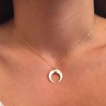 White Horn Pendant Choker Necklace Photo 0