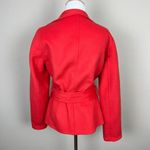 Etcetera Cardigan Jacket Womens 6 Coral Wool Angora Belted Long Sleeve V-Neck Photo 4