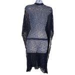 POL Duster Cardigan Cover Up Navy Blue Crochet Tie Waist Boho Indie Coastal Sz S Photo 11