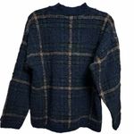Northern Isles Navy Plaid Turtleneck Sweater Wool Blend Blue Size M Photo 2