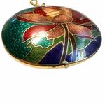 Vintage Cloisonné Lotus Flower Pendant Necklace Photo 5