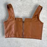 Anthropologie  Maeve Faux Leather Notch Tank Cognac Brown‎ Cropped Size 10 Photo 3