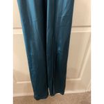 Victoria's Secret Vintage Victoria’s Secret Gold Label Satin Lace Teal Slip Side Slit Gown, M Photo 2