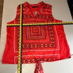 Apt. 9  Top Womens XL Red Bandana Tie Front Sleeveless‎ Southwestern Button Collar Photo 1