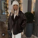 ZARA Shearling Double Faced Oversized Jacket Brown Photo 12