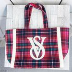 Victoria's Secret Victoria’s Secret Plaid Flannel Faux Sherpa Tote Bag Pink Green Large Photo 8