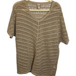  Sweater Women's Size Large Crochet Cover Up Short Sleeve Brown Chico's 2 Photo 0