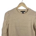 Christian Siriano New York Women’s Crewneck Pointelle Sweater in Beige Size S Tan Photo 3