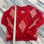Vintage Chaus Woman Vibrant Red Knit Funky Embroidered Knit Sweater Size 1X Photo 7