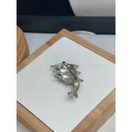 Vintage Triple Dolphin Brooch With Rhinestones Silver Photo 6