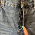 American Eagle Old Navy High Rise Slouchy Straight Jeans Womens Size 14 Distressed Raw Hem Boho Photo 2