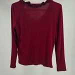 Talbots maroon Ruffled Long Sleeve V-neck M knit top business office fitted Photo 3