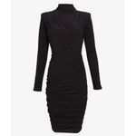 EXPRESS NWT  Ruched Mock Neck Strong Shoulder Back Cutout Mini Dress Black Sz XL Photo 5