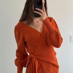 Burnt Orange Knit Sweater with Tie Waist Photo 0