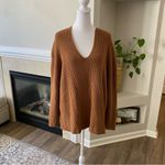 Mango V-Neck Knit Pullover Women's Sweater Brown Oversized Size M Photo 8