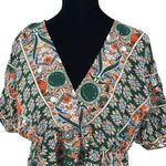 SheIn  Womens‎ Surplice Front Boho Dress V Neck Batwing Sleeve Green Orange Large Photo 1