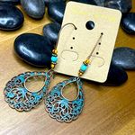 Brand new western teal and bronze earrings Blue Photo 0