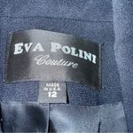 Eva Polini Couture Blazer Sailing Jacket Double Breasted Rhinestones Sz 12 VTG Blue Photo 7