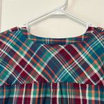 Soft Surroundings  plaid henley top rainbow multicolor 100% cotton medium petite Photo 8