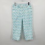 Talbots Perfect Skimmer stretch aqua blue paisley print cropped casual pants 6 Photo 9