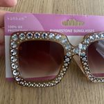🆕 Women Oversized Rhinestone Sunglasses Square Bling Glasses Tan/Brown🆕 Tan Photo 5