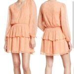 NSR Nordstrom Tyler Metallic Long Sleeve Clip Dot Mini Dress Orange Peach M Size M Photo 1