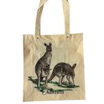 Australian Wildlife Koala Kangaroo & Native Plants Cream Canvas Tote Bag Brown Photo 1