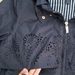 Armani Collezioni Armani Jeans Navy Blue Laser Cut Floral Chic Full Zip Long Rain Jacket Size 8 Photo 1