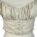 Altar'd State Altar’d State Medium Delilah Linen Corset Top Cropped Tie Straps Smocked Beige Photo 2