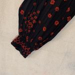 Free People  womens XS red black flowers in her hair blouse long sleeve floral Photo 6