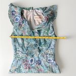 Saloni Tilly Blue Print Floral Silk Shirt Dress Sorrel Teal Bloom Womens Size 4 Photo 10