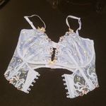 For Love & Lemons ππ Bell Bow Bustier Blue 32DD NWT *FLAW Tie String Missing Photo 9
