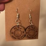Handmade NWT  Wood Carved and Engraved 12 GA USA Earrings Photo 3