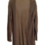 Open Knit Open Front Olive Green Long Cardigan Sweater Size M Photo 2